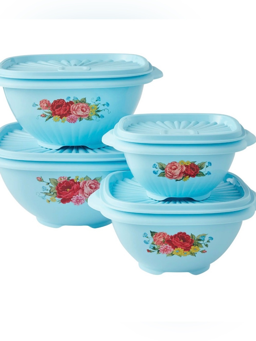 🔥FINAL OFFER🔥 Pioneer Woman 8-Pc Sweet Romance Food Storage Bowl Set -Micro Safe - Picture 2 of 5